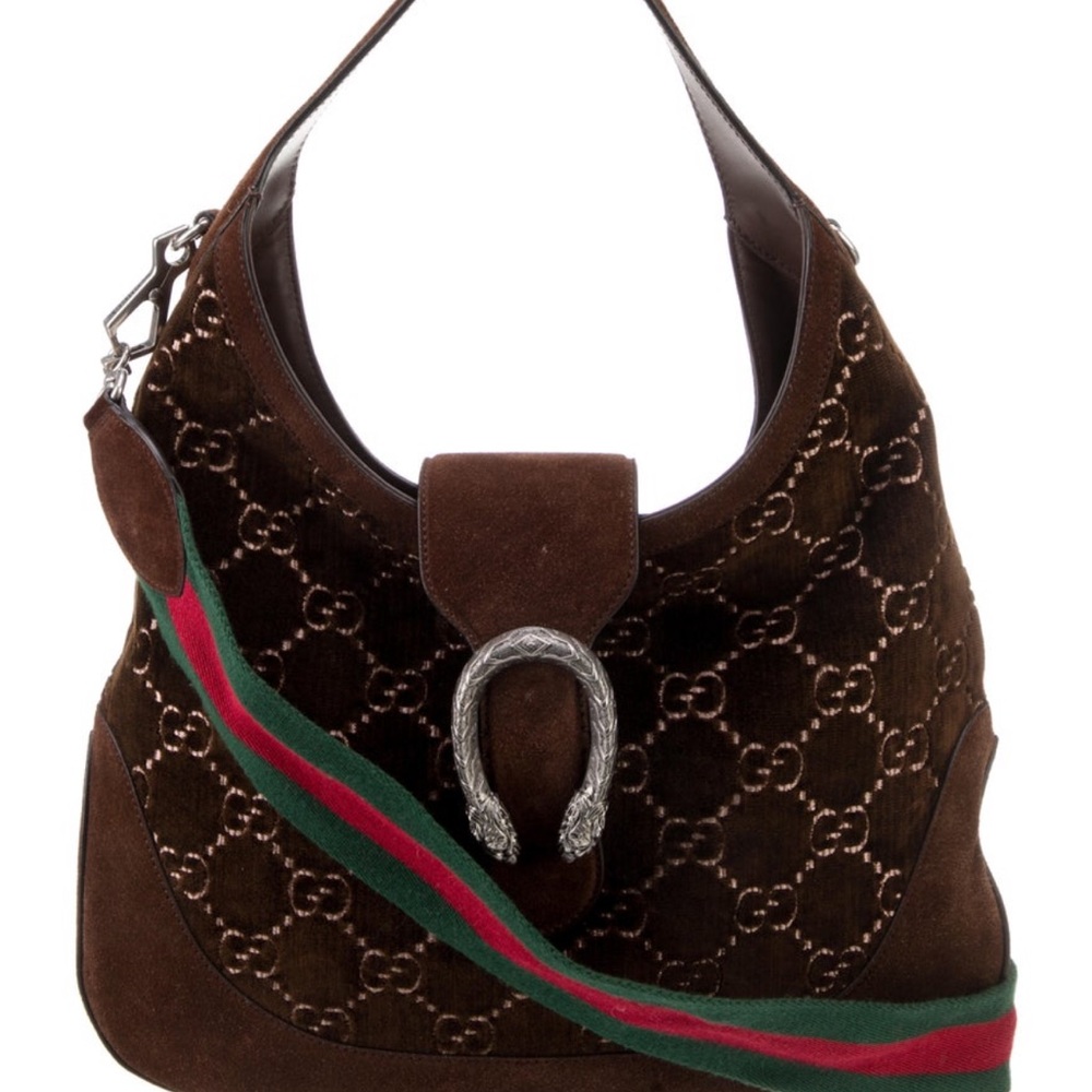 Gucci Brown Crossbody Bag with Red and Green Accents